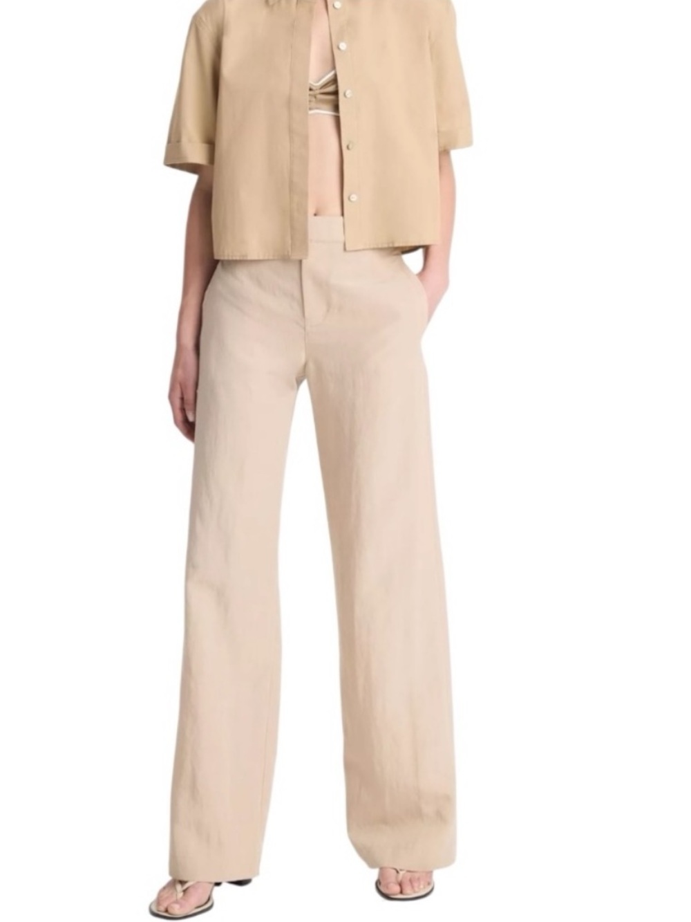 VINCE Mid-Rise Textured Wide-Leg Trouser in
CLIFFSIDE Size 0